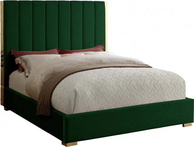 Meridian Furniture - Becca Velvet King Bed In Green - Beccagreen-K