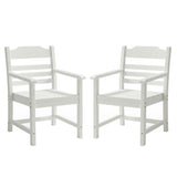 Patio Dining Chair with Armset Set of 2, Pure White with Imitation Wood Grain Wexture,HIPS Material
