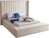 Meridian Furniture - Kiki Velvet Queen Bed In Cream - Kikicream-Q