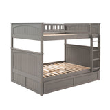 Full Over Full Bunk Bed with Twin Size Trundle, Pine Wood Bunk Bed with Guardrails, Brushed Gray(Old SKU：LP000044AAN) - Home Elegance USA