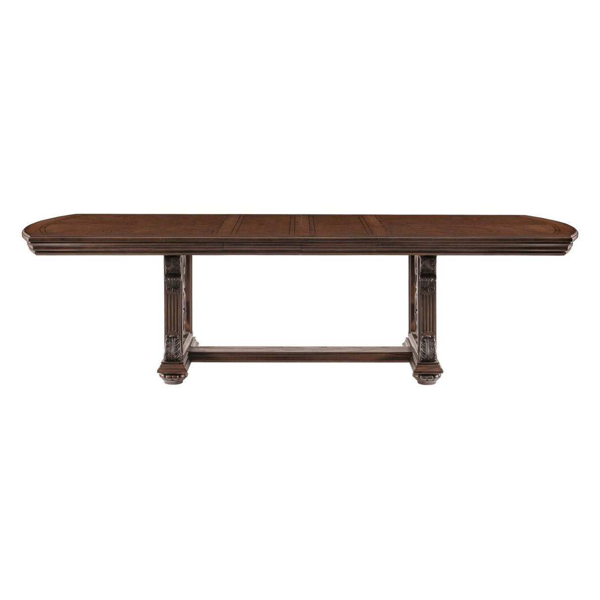 Lavish Style Formal Dining 5pc set Dining Table w Extension Leaf and 4x Side Chairs Dark Oak Finish Wooden Furniture