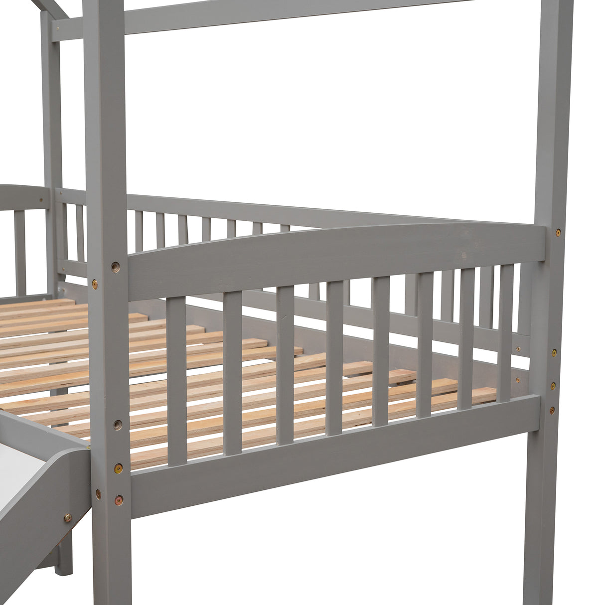 Twin Loft Bed with Slide, House Bed with Slide,White(OLD SKU :LT000212AAE) - Home Elegance USA