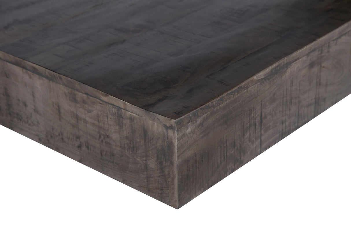 Charcoal Finish Solid Wood Low Profile Rough Coffee Table Home Elegance USA