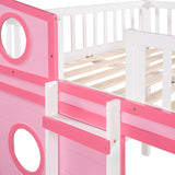 Full Size Boat Shape Loft Bed with Ladder-Pink - Home Elegance USA