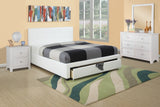 Bedroom Furniture White Storage Under Bed Queen Size bed Faux Leather upholstered - Home Elegance USA