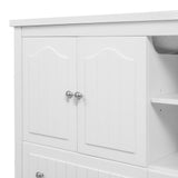 [VIDEO] 36" Bathroom Vanity with Ceramic Basin, Bathroom Storage Cabinet with Two Doors and Drawers, Solid Frame, Metal Handles, White