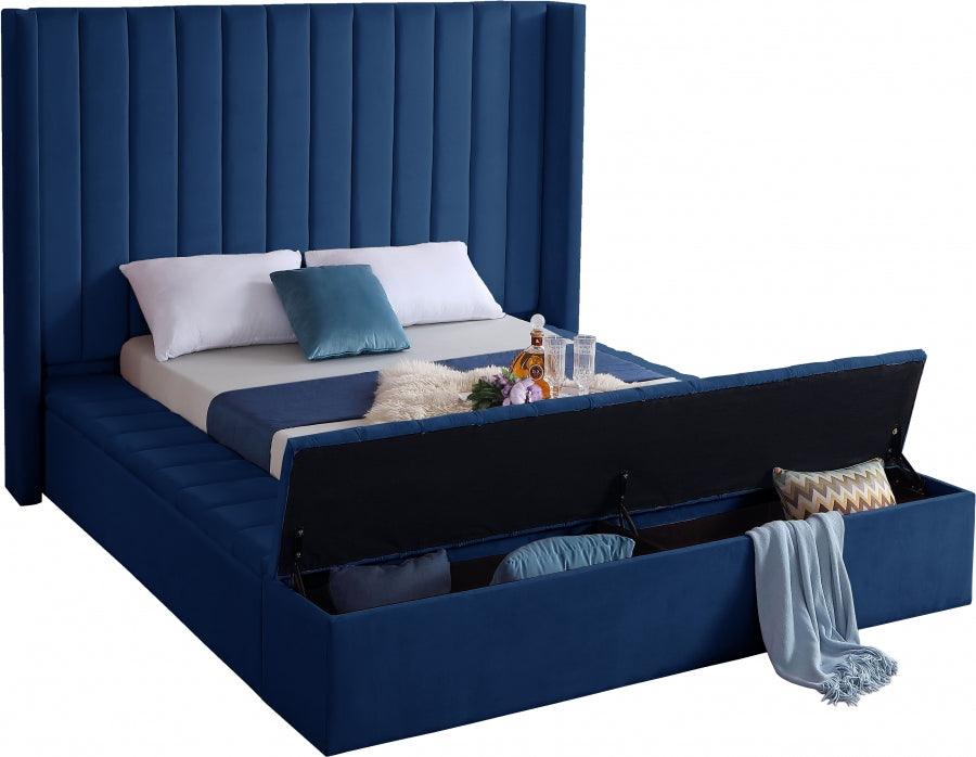 Meridian Furniture - Kiki Velvet King Bed In Navy - Kikinavy-K