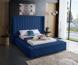 Meridian Furniture - Kiki Velvet King Bed In Navy - Kikinavy-K