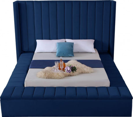 Meridian Furniture - Kiki Velvet King Bed In Navy - Kikinavy-K