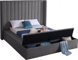 Meridian Furniture - Kiki Velvet King Bed In Grey - Kikigrey-K