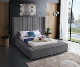 Meridian Furniture - Kiki Velvet Queen Bed In Grey - Kikigrey-Q