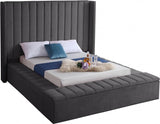 Meridian Furniture - Kiki Velvet King Bed In Grey - Kikigrey-K