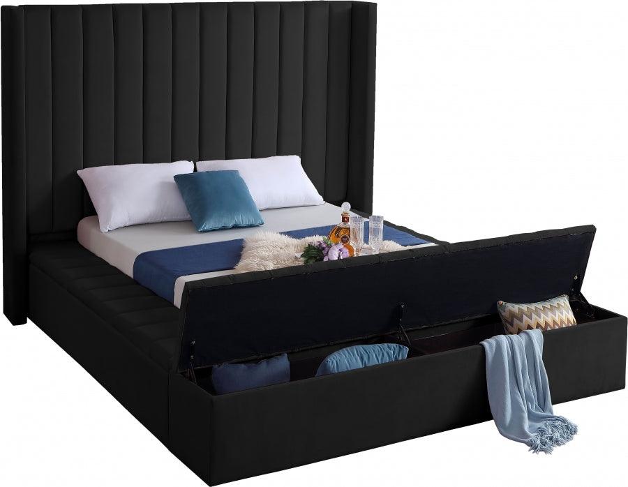 Meridian Furniture - Kiki Velvet King Bed In Black - Kikiblack-K