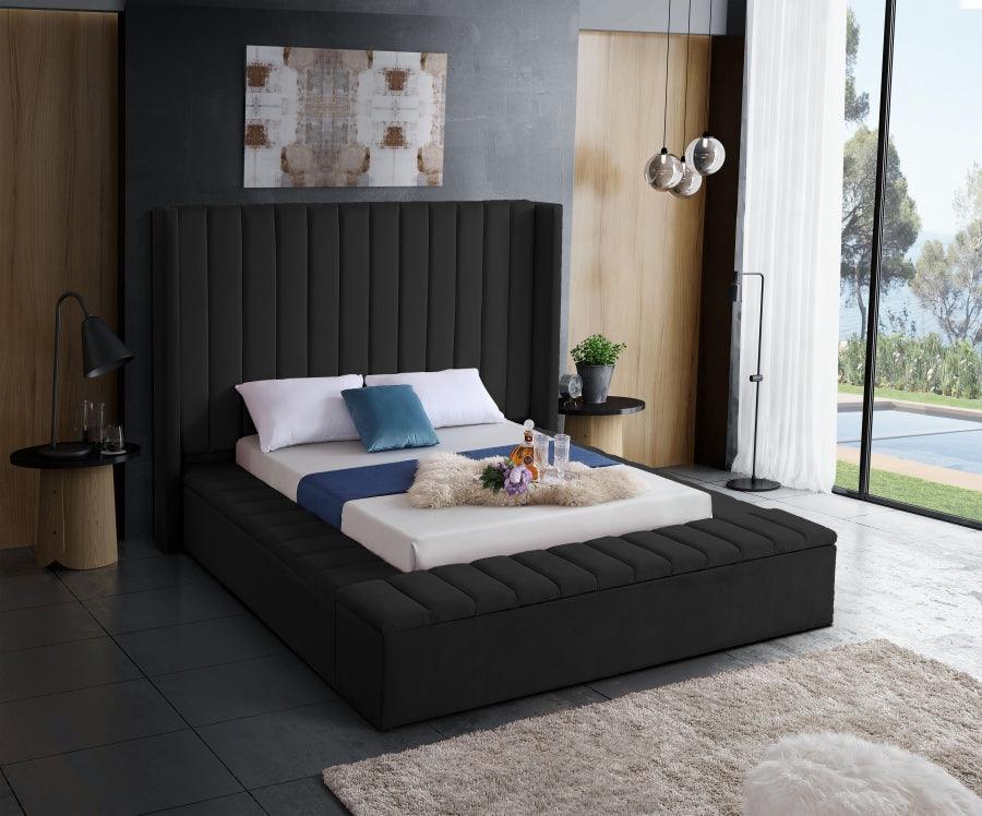 Meridian Furniture - Kiki Velvet King Bed In Black - Kikiblack-K