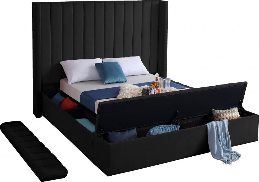 Meridian Furniture - Kiki Velvet King Bed In Black - Kikiblack-K