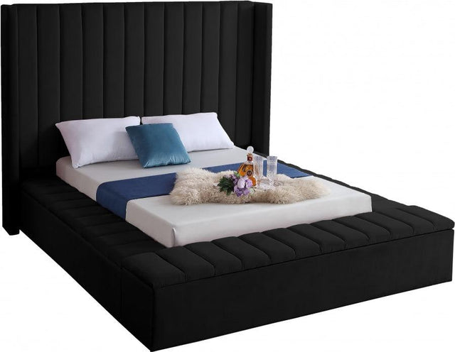 Meridian Furniture - Kiki Velvet King Bed In Black - Kikiblack-K