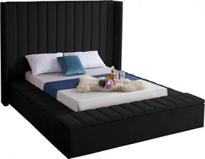 Kiki Velvet Queen Bed In Black - Kikiblack-Q | Meridian
