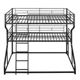 Full XL over Twin XL over Queen Size Triple Bunk Bed with Long and Short Ladder,Black - Home Elegance USA