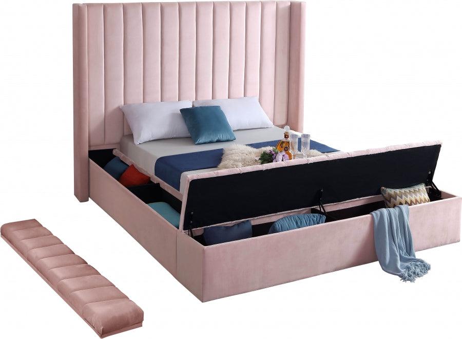 Meridian Furniture - Kiki Velvet Queen Bed In Pink - Kikipink-Q