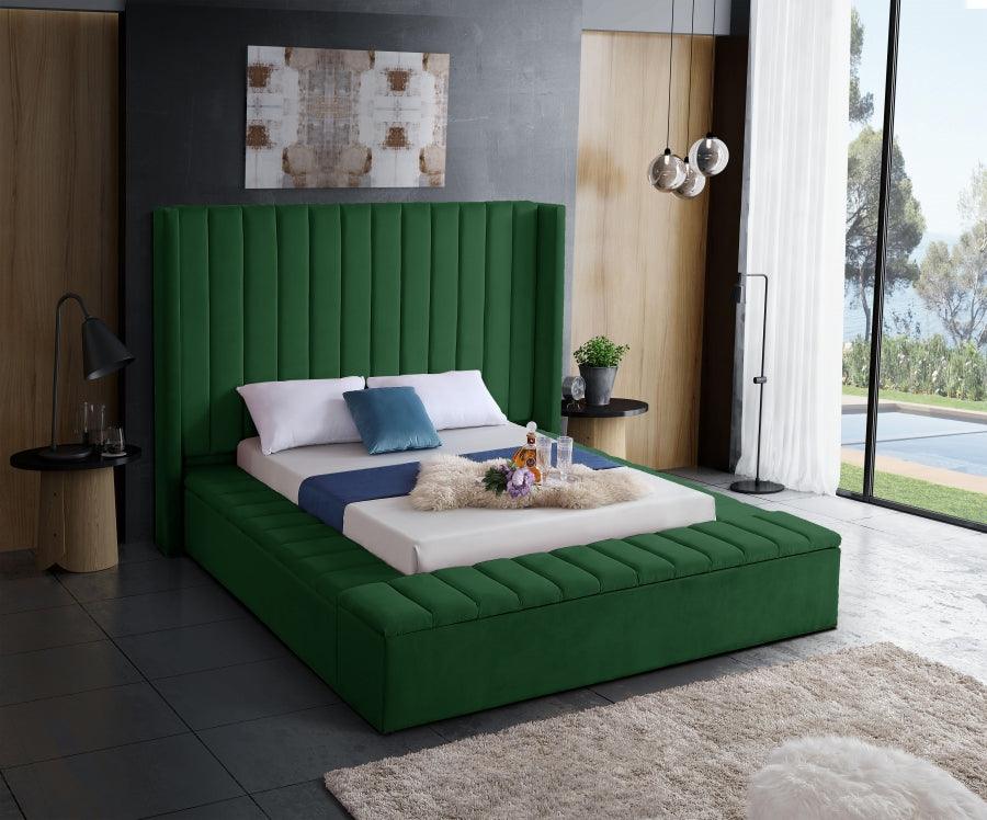 Meridian Furniture - Kiki Velvet King Bed In Green - Kikigreen-K