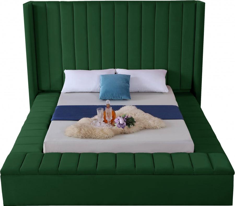 Meridian Furniture - Kiki Velvet King Bed In Green - Kikigreen-K