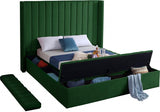 Meridian Furniture - Kiki Velvet King Bed In Green - Kikigreen-K