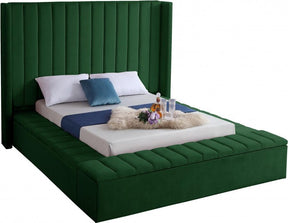 Kiki Velvet Queen Bed In Green - Kikigreen-Q | Meridian