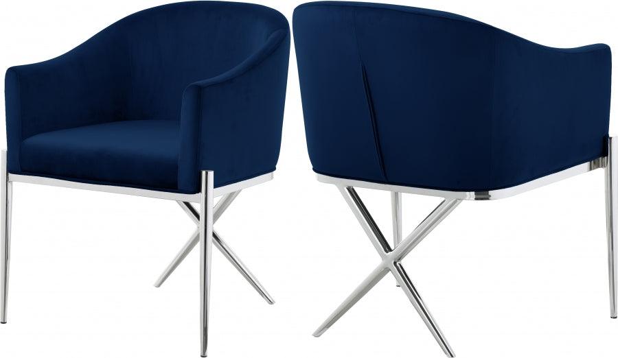 Meridian Furniture - Xavier Velvet Dining Chair Set Of 2 In Navy - 762Navy-C