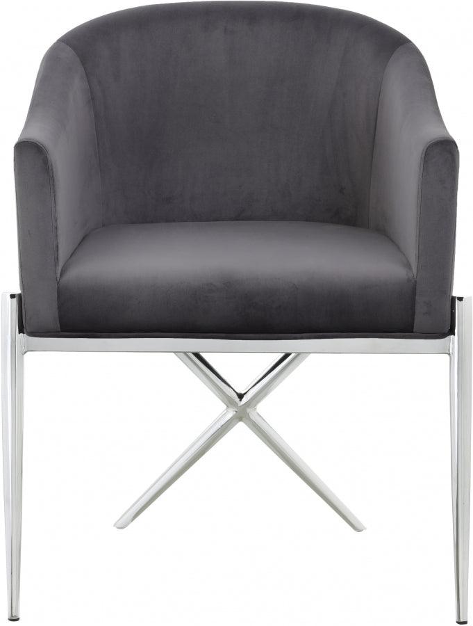 Meridian Furniture - Xavier Velvet Dining Chair Set Of 2 In Grey - 762Grey-C