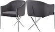 Xavier Velvet Dining Chair Set Of 2 In Grey - 762Grey-C | Meridian