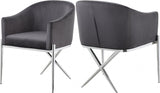 Meridian Furniture - Xavier Velvet Dining Chair Set Of 2 In Grey - 762Grey-C