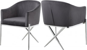 Xavier Velvet Dining Chair Set Of 2 In Grey - 762Grey-C | Meridian