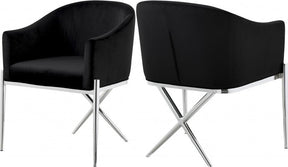Xavier Velvet Dining Chair Set Of 2 In Black - 762Black-C | Meridian