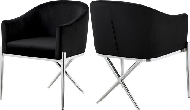 Meridian Furniture - Xavier Velvet Dining Chair Set Of 2 In Black - 762Black-C