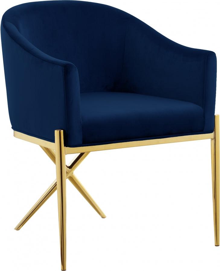 Meridian Furniture - Xavier Velvet Dining Chair Set Of 2 In Navy - 763Navy-C