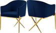 Xavier Velvet Dining Chair Set Of 2 In Navy - 763Navy-C | Meridian