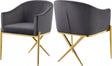 Xavier Velvet Dining Chair Set Of 2 In Grey - 763Grey-C | Meridian