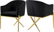 Xavier Velvet Dining Chair Set Of 2 In Black - 763Black-C | Meridian