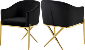 Xavier Velvet Dining Chair Set Of 2 In Black - 763Black-C | Meridian