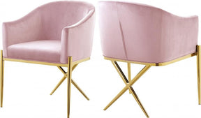 Xavier Velvet Dining Chair Set Of 2 In Pink - 763Pink-C | Meridian