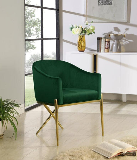 Meridian Furniture - Xavier Velvet Dining Chair Set Of 2 In Green - 763Green-C