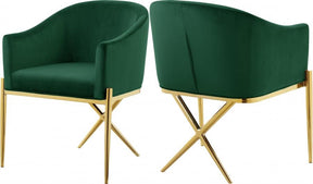 Xavier Velvet Dining Chair Set Of 2 In Green - 763Green-C | Meridian
