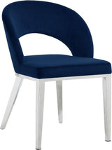 Meridian Furniture - Roberto Velvet Dining Chair Set Of 2 In Navy - 764Navy-C