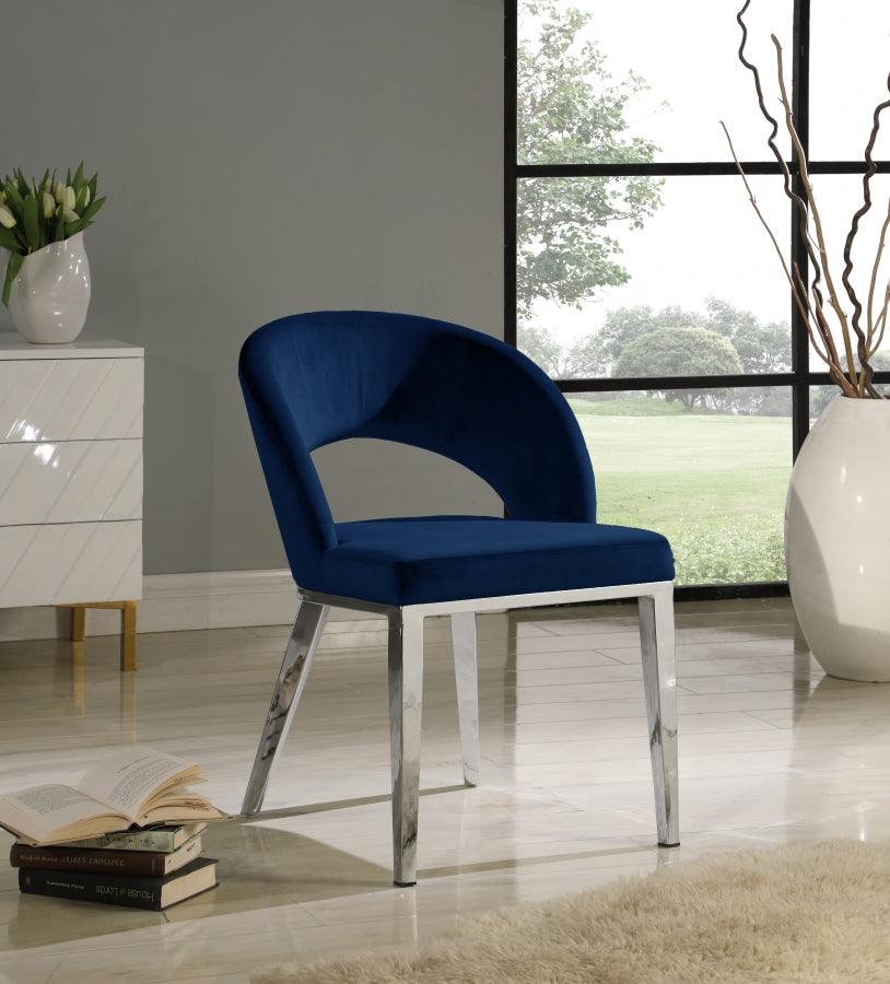 Meridian Furniture - Roberto Velvet Dining Chair Set Of 2 In Navy - 764Navy-C