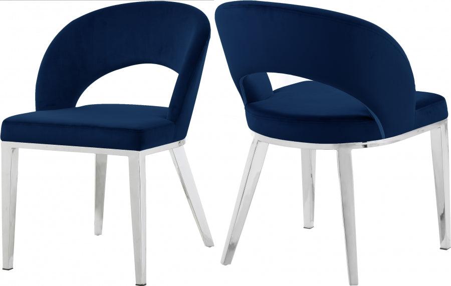 Meridian Furniture - Roberto Velvet Dining Chair Set Of 2 In Navy - 764Navy-C