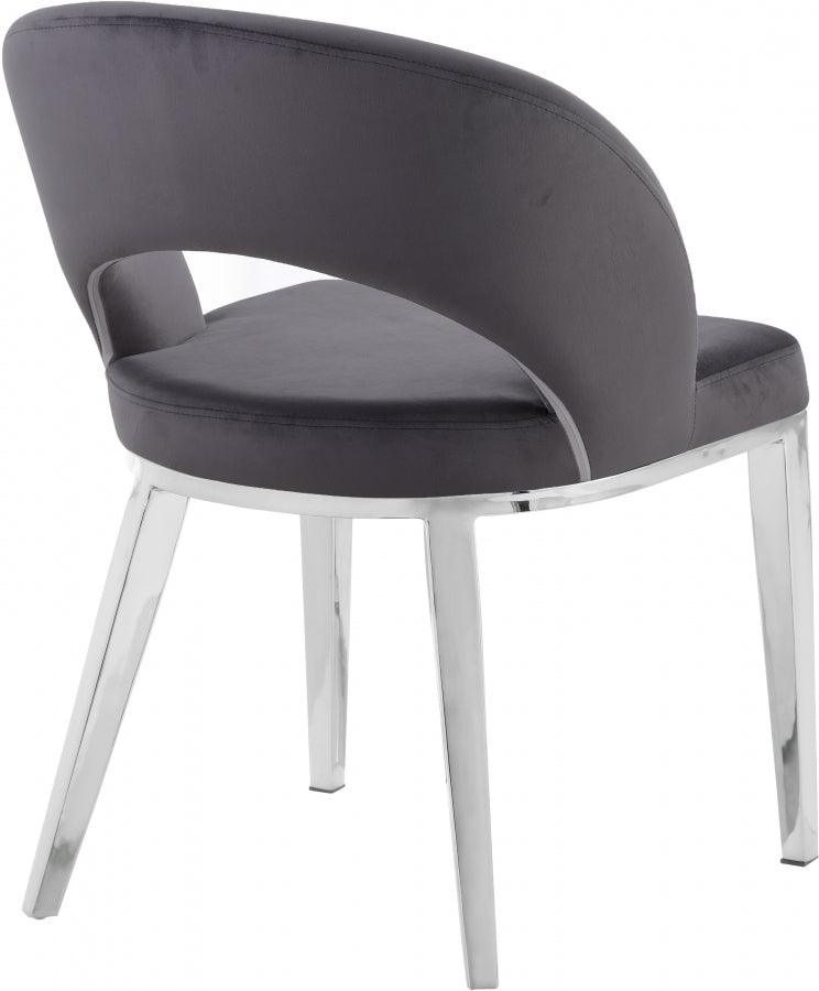 Meridian Furniture - Roberto Velvet Dining Chair Set Of 2 In Grey - 764Grey-C