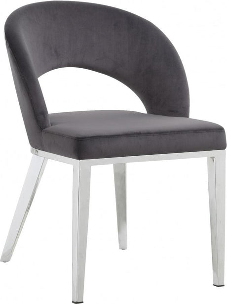 Meridian Furniture - Roberto Velvet Dining Chair Set Of 2 In Grey - 764Grey-C