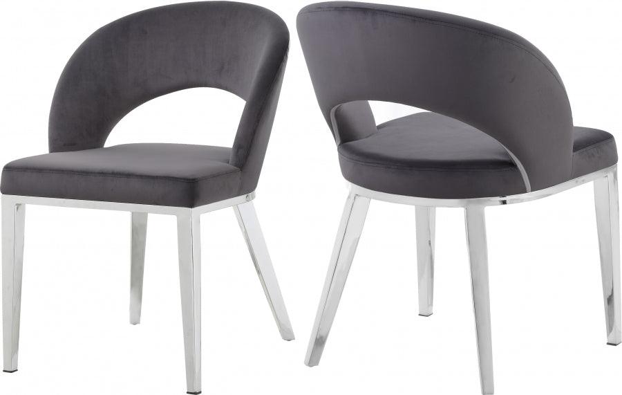 Meridian Furniture - Roberto Velvet Dining Chair Set Of 2 In Grey - 764Grey-C