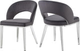 Meridian Furniture - Roberto Velvet Dining Chair Set Of 2 In Grey - 764Grey-C