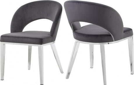 Meridian Furniture - Roberto Velvet Dining Chair Set Of 2 In Grey - 764Grey-C